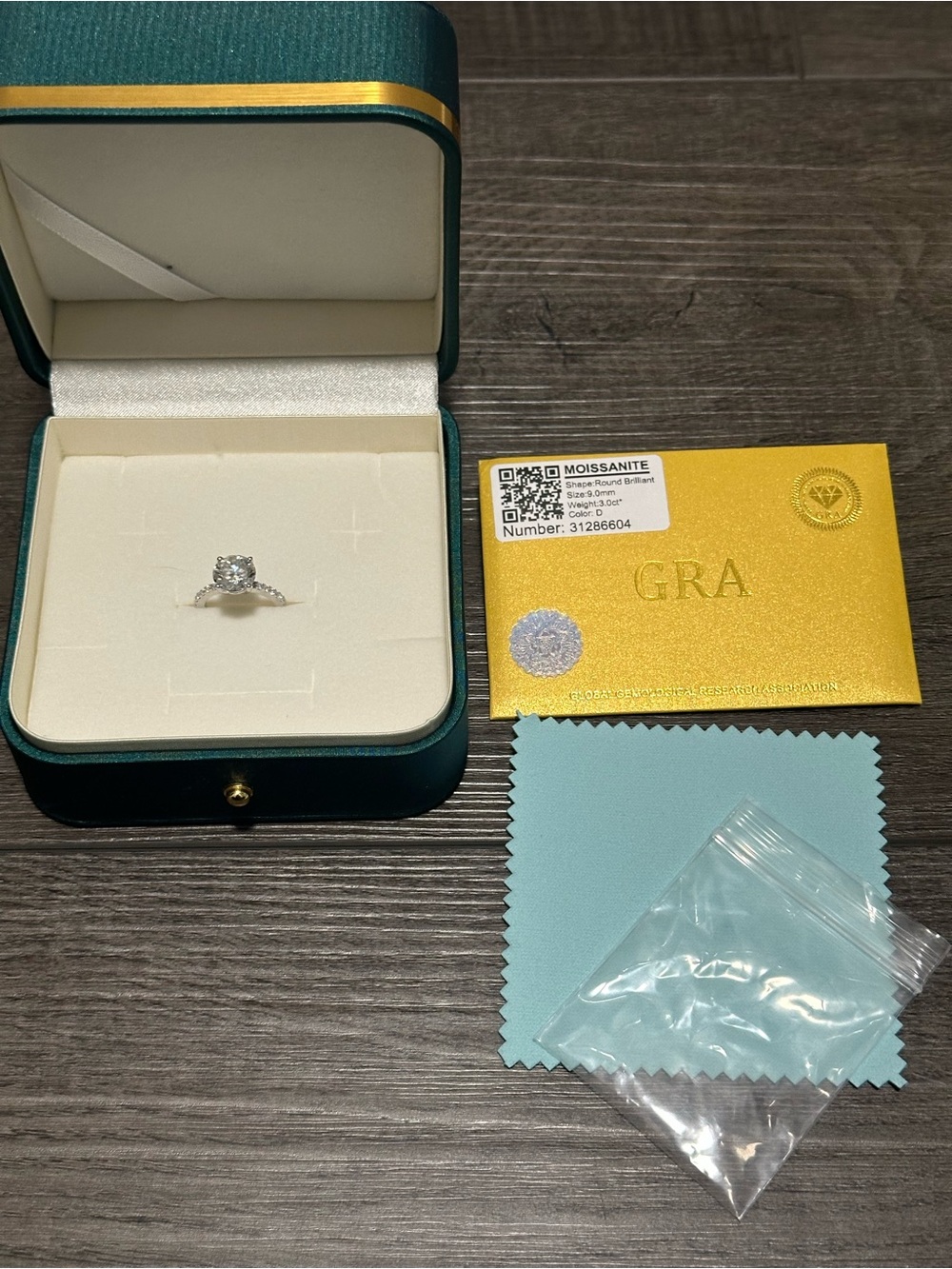 3CT D Color Moissanite Engagement Ring Size 4.5 S925 Sterling Silver GRA